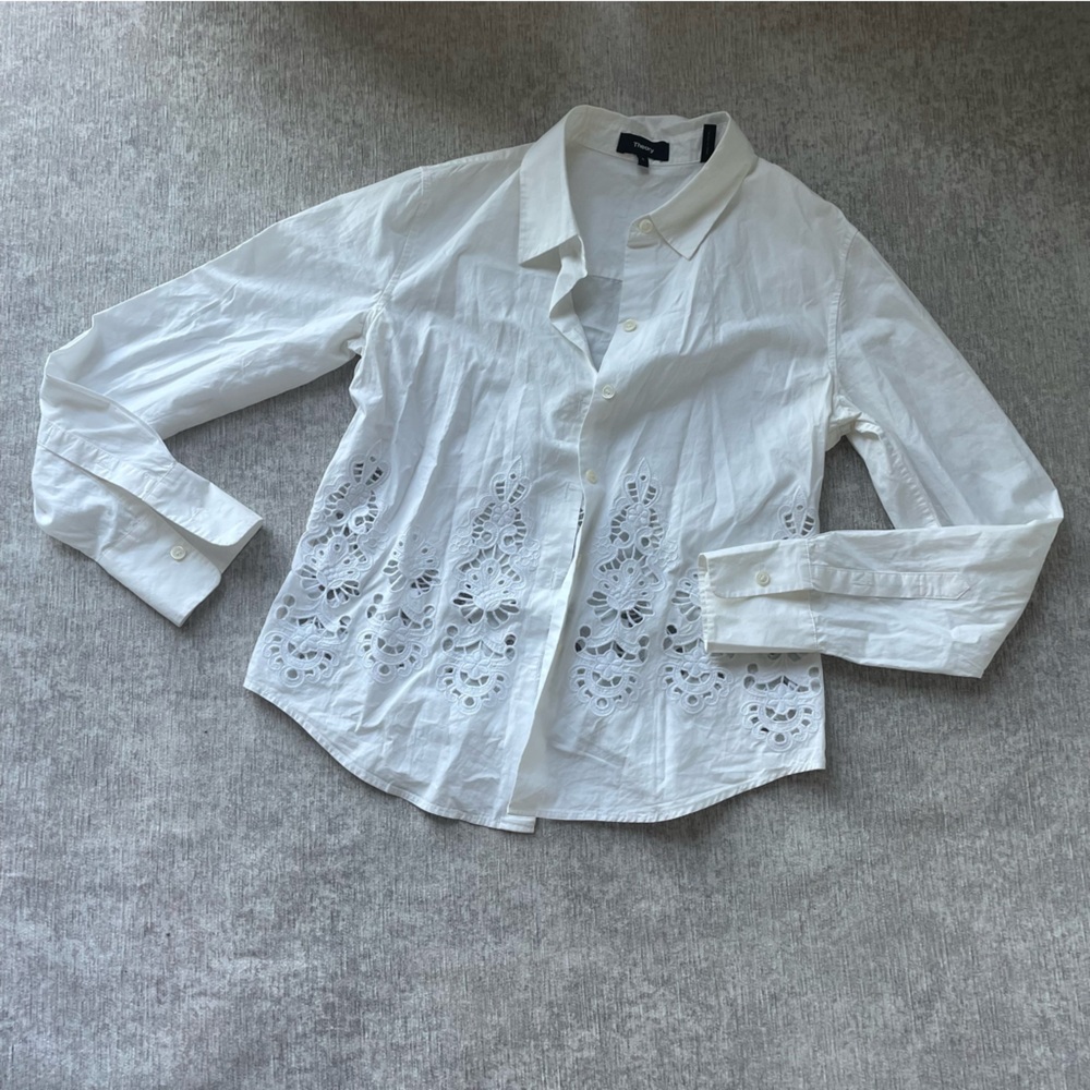 Theory white button down top